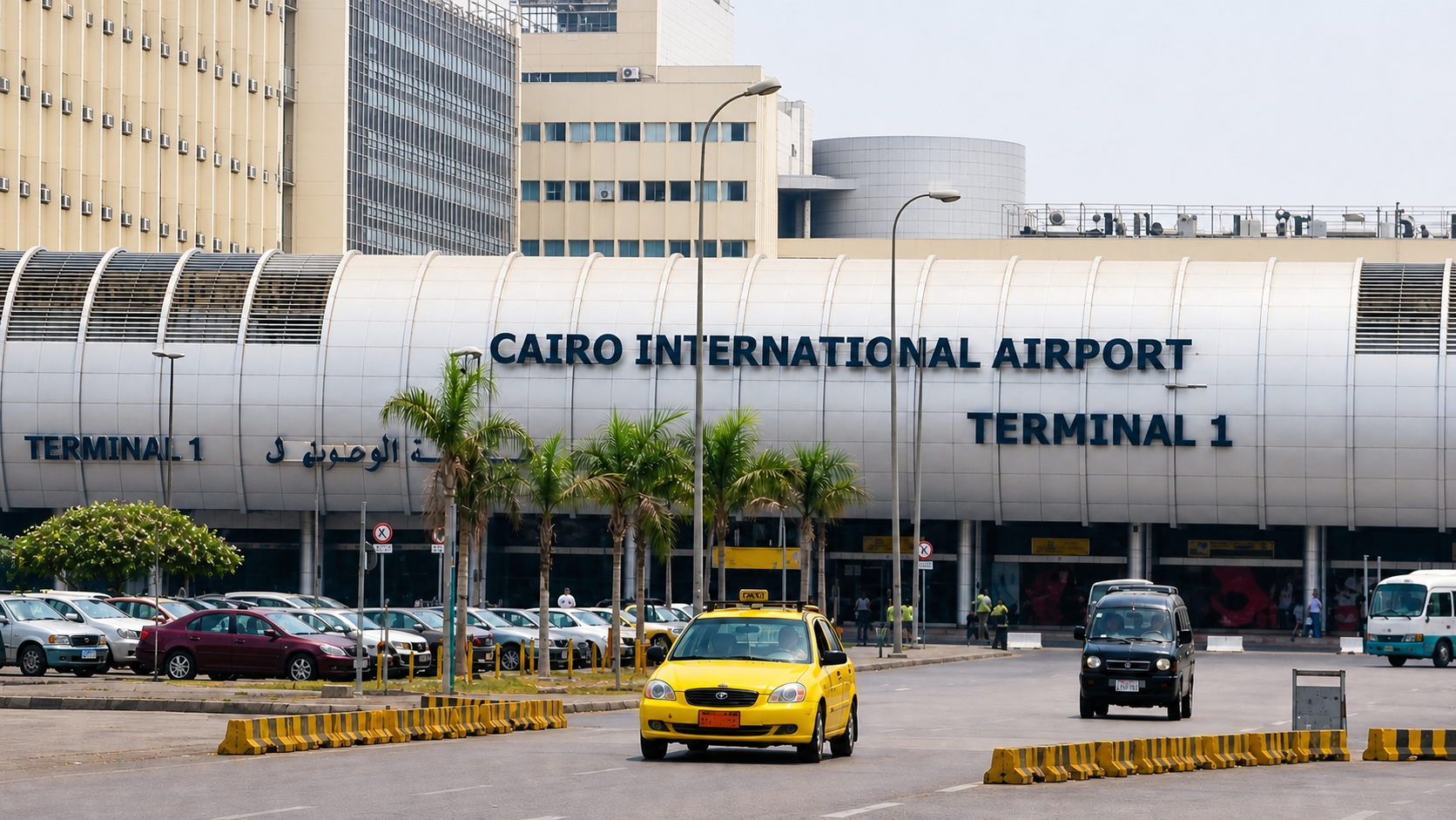 Shanghai Pudong International Airport Terminal 1 exterior and approach road